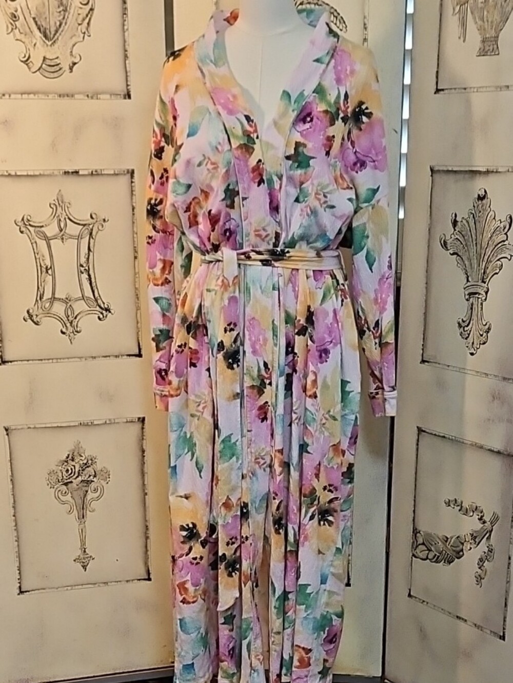 SOFT SURROUNDINGS BLANCA FLORAL CRINKLE GAUZE ROBE XL